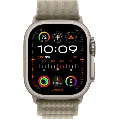 Apple Watch Ultra 2 GPS + Cellular 49mm Titanium Case with Olive Alpine Loop - Large (MRF03)