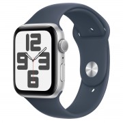 Apple Watch SE 2 GPS 44mm Silver Aluminum Case with Storm Blue Sport Band - M/L (MREE3)