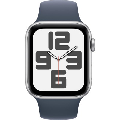 Apple Watch SE 2 GPS 44mm Silver Aluminum Case with Storm Blue Sport Band - M/L (MREE3)