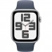 Apple Watch SE 2 GPS 44mm Silver Aluminum Case with Storm Blue Sport Band - M/L (MREE3)
