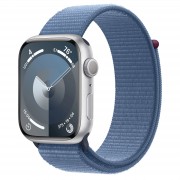 Apple Watch Series 9 GPS 45mm Silver Aluminum Case with Winter Blue Sport Loop (MR9F3)