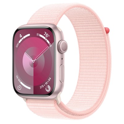 Apple Watch Series 9 GPS + Cellular 41mm Pink Aluminum Case with Light Pink Sport Loop (MRJ13)