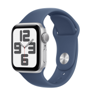 Apple Watch SE 2 2024 GPS 40mm Silver Aluminum Case with Denim Sport Band - M/L (MXED3)