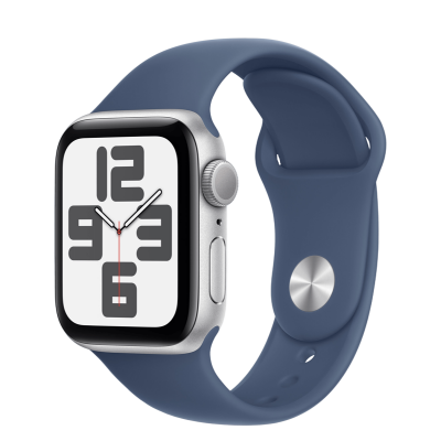 Apple Watch SE 2 2024 GPS 40mm Silver Aluminum Case with Denim Sport Band - M/L (MXED3)