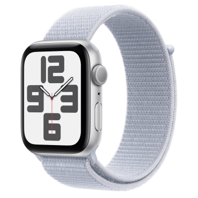 Apple Watch SE 2 2024 GPS 44mm Silver Aluminum Case with Blue Cloud Sport Loop (MXET3)