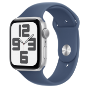 Apple Watch SE 2 2024 GPS 44mm Silver Aluminum Case with Denim Sport Band - M/L (MXER3)