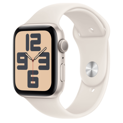 Apple Watch SE 2 2024 GPS 44mm Starlight Aluminum Case with Starlight Sport Band - M/L (MXEV3)
