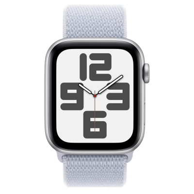 Apple Watch SE 2 2024 GPS + Cellular 40mm Silver Aluminum Case with Blue Cloud Sport Loop (MYJ83, MXGE3)