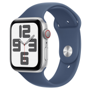 Apple Watch SE 2 2024 GPS + Cellular 44mm Silver Aluminum Case with Denim Sport Band - S/M (MXG43, MXGP3)