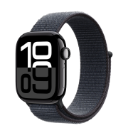 Apple Watch Series 10 GPS 42mm Jet Black Aluminum Case with Ink Sport Loop (MWWG3)