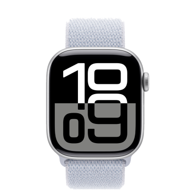 Apple Watch Series 10 GPS 42mm Silver Aluminum Case with Blue Cloud Sport Loop (MWWD3)