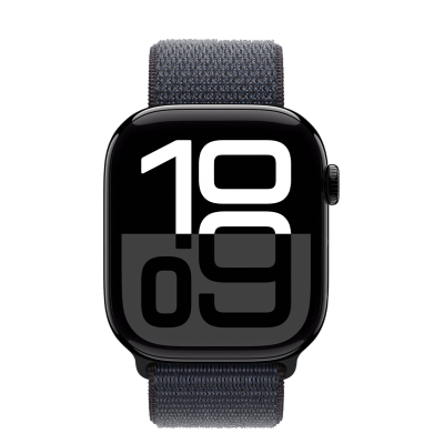 Apple Watch Series 10 GPS 46mm Jet Black Aluminum Case with Ink Sport Loop (MWWR3)