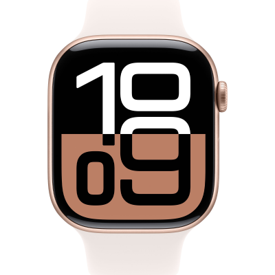 Apple Watch Series 10 GPS 46mm Rose Gold Aluminum Case with Light Blush Sport Band - M/L (MWWU3)