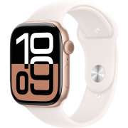 Apple Watch Series 10 GPS 46mm Rose Gold Aluminum Case with Light Blush Sport Band - M/L (MWWU3)