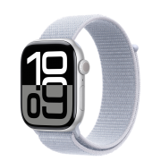 Apple Watch Series 10 GPS 46mm Silver Aluminum Case with Blue Cloud Sport Loop (MWWN3)