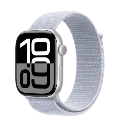Apple Watch Series 10 GPS 46mm Silver Aluminum Case with Blue Cloud Sport Loop (MWWN3)