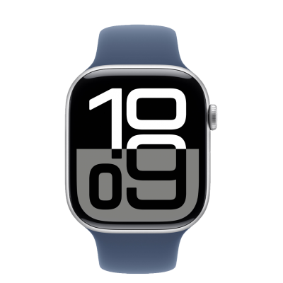 Apple Watch Series 10 GPS 46mm Silver Aluminum Case with Denim Sport Band - M/L (MWWM3)
