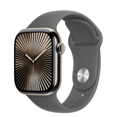 Apple Watch Series 10 GPS + Cellular 42mm Natural Titanium Case з Stone Gray Sport Band - M/L (MWXE3)