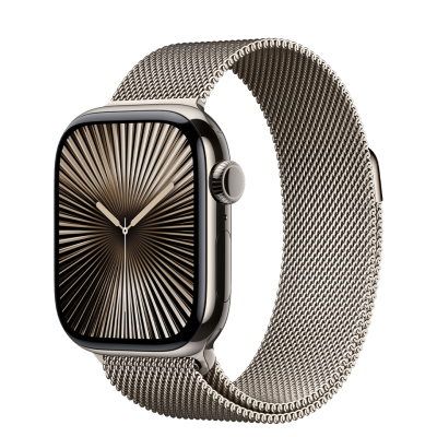Apple Watch Series 10 GPS + Cellular 46mm Natural Titanium Case with Natural Milanese Loop - S/M (MC7Q4)