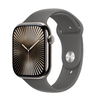 Apple Watch Series 10 GPS + Cellular 46mm Natural Titanium Case з Stone Gray Sport Band - M/L (MWYA3)