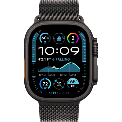Apple Watch Ultra 2 2024 GPS + Cellular 49mm Black Titanium Case with Black Titanium Milanese Loop - Small (MX4W3)