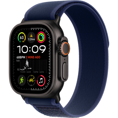 Apple Watch Ultra 2 2024 GPS + Cellular 49mm Black Titanium Case with Blue Trail Loop - M/L (MYTJ3+MYQ83)