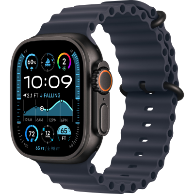 Apple Watch Ultra 2 2024 GPS + Cellular 49mm Black Titanium Case with Navy Ocean Band (MYTC3+MYPA3)
