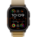 Apple Watch Ultra 2 2024 GPS + Cellular 49mm Black Titanium Case with Tan Alpine Loop - Medium (MYTF3+MYQ13)