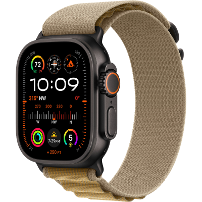 Apple Watch Ultra 2 2024 GPS + Cellular 49mm Black Titanium Case з Tan Alpine Loop - Large (MYTF3+MYQ23)