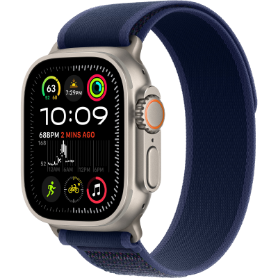 Apple Watch Ultra 2 2024 GPS + Cellular 49mm Natural Titanium Case with Blue Trail Loop - S/M (MX4J3)