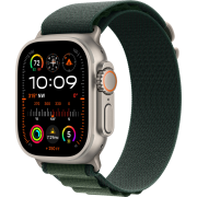 Apple Watch Ultra 2 2024 GPS + Cellular 49mm Natural Titanium Case with Dark Green Alpine Loop - Large (MYT33+MXMW3)