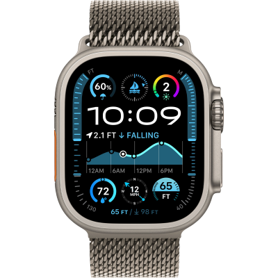 Apple Watch Ultra 2 2024 GPS + Cellular 49mm Natural Titanium Case with Natural Titanium Milanese Loop - Small (MX4M3)