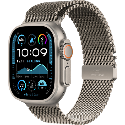 Apple Watch Ultra 2 2024 GPS + Cellular 49mm Natural Titanium Case with Natural Titanium Milanese Loop - Large (MX5T3)