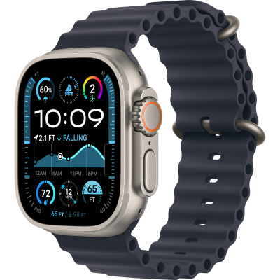 Apple Watch Ultra 2 2024 GPS + Cellular 49mm Natural Titanium Case with Navy Ocean Band (MX4D3)