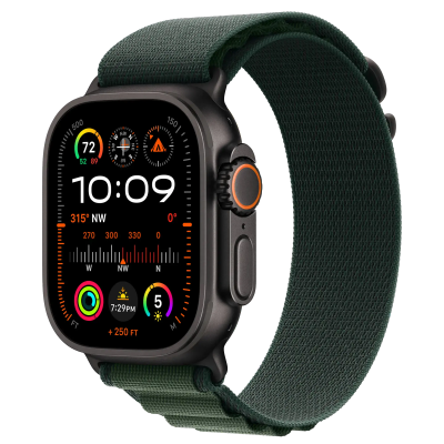 Ремінець Apple Alpine Loop Dark Green - Black Titanium Finish для Apple Watch 44/45/46/49mm - Large (MYPT3)