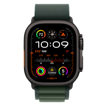 Ремінець Apple Alpine Loop Dark Green - Black Titanium Finish для Apple Watch 44/45/46/49mm - Medium (MYPR3)