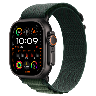 Ремінець Apple Alpine Loop Dark Green - Black Titanium Finish для Apple Watch 44/45/46/49mm - Medium (MYPR3)