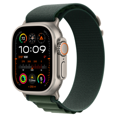 Ремінець Apple Alpine Loop Dark Green - Natural Titanium Finish для Apple Watch 44/45/46/49mm - Medium (MXMV3)