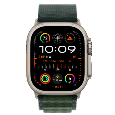 Ремінець Apple Alpine Loop Dark Green - Natural Titanium Finish для Apple Watch 44/45/46/49mm - Medium (MXMV3)
