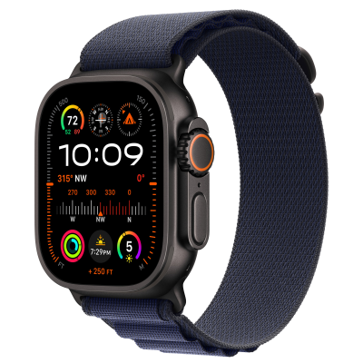 Ремінець Apple Alpine Loop Navy - Black Titanium Finish для Apple Watch 44/45/46/49mm - Small (MYPW3)