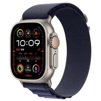 Ремінець Apple Alpine Loop Navy - Natural Titanium Finish для Apple Watch 44/45/46/49mm - Medium (MXMY3)