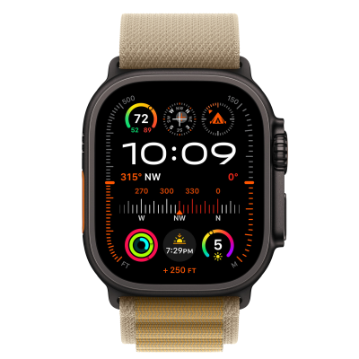 Ремінець Apple Alpine Loop Tan - Black Titanium Finish для Apple Watch 44/45/46/49mm - Small (MYQ03)