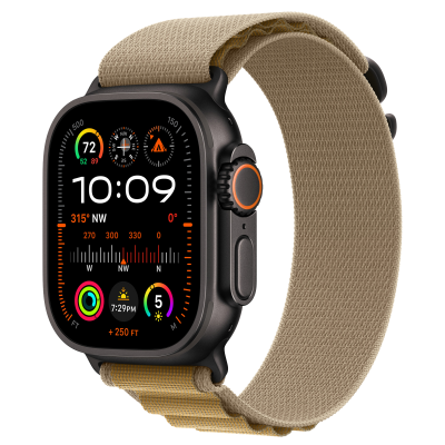 Ремінець Apple Alpine Loop Tan - Black Titanium Finish для Apple Watch 44/45/46/49mm - Small (MYQ03)