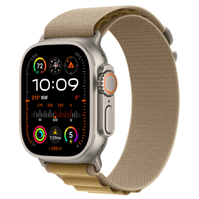 Ремінець Apple Alpine Loop Tan - Natural Titanium Finish для Apple Watch 44/45/46/49mm - Small (MXN13)