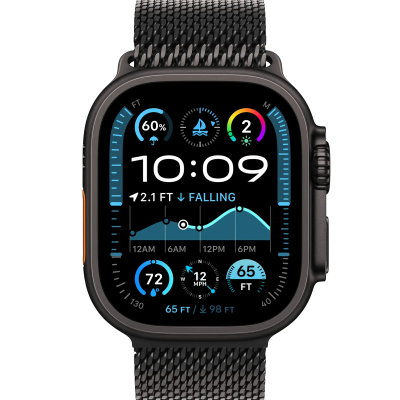 Ремешок Apple Black Titanium Milanese Loop для Apple Watch 44/45/46/49mm - Large (MGHU4, MXKH3)