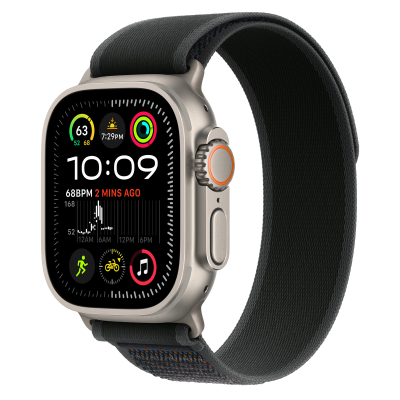 Ремінець Apple Trail Loop Black - Natural Titanium Finish для Apple Watch 44/45/46/49mm - S/M (MXTQ3)