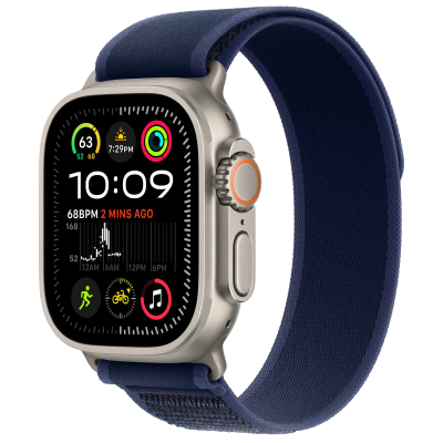 Ремешок Apple Trail Loop Blue - Natural Titanium Finish для Apple Watch 44/45/46/49mm - M/L (MXTW3)