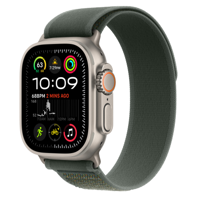 Ремешок Apple Trail Loop Green - Natural Titanium Finish для Apple Watch 44/45/46/49mm - S/M (MXTN3)