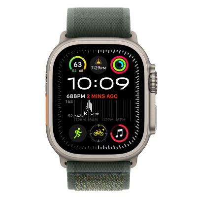 Ремешок Apple Trail Loop Green - Natural Titanium Finish для Apple Watch 44/45/46/49mm - S/M (MXTN3)
