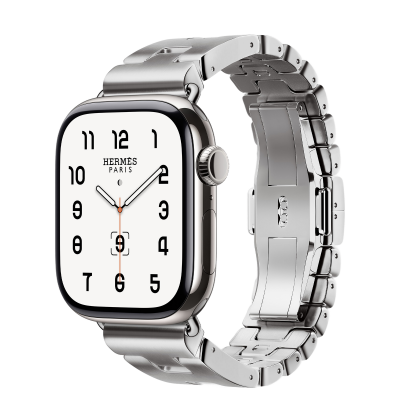 Apple Watch Hermès Series 10 GPS + Cellular 42mm Silver Titanium Case with Satiné Grand H - Medium (MX0Q3+MXJU3)